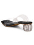 GNIST Black Twin Strap Transparent Clear Block Heels